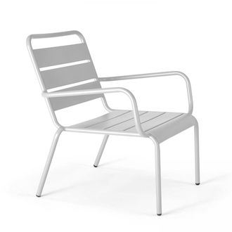 Oviala Sill&oacute;n de jard&iacute;n bajo de acero blanco relajante