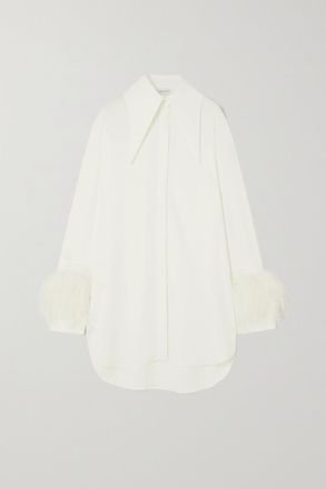16Arlington Seymour Feather-trimmed Crepe Shirt - Avorio