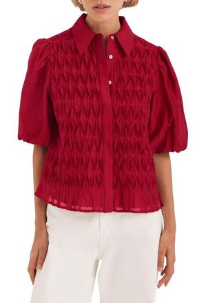 Mint Velvet Puff Sleeve Smock Shirt in Red at Nordstrom, Size X-Small
