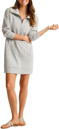 Tommy Bahama Palm Voyage Half-Zip Long Sleeve Sweatshirt Dress in Pearl Grey Heather at Nordstrom, Size Medium