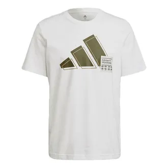 adidas 3bar Logo Tee Logo Printing Sports Short Sleeve White GV5159