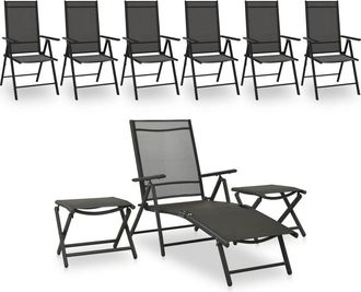 vidaXL Juego De Muebles De Jard&iacute;n 9 Piezas Negro Y Gris Antracita Vidaxl