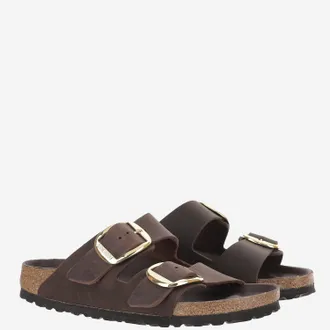 Birkenstock Unisex Sandals Arizona Big Buckle Dark Brown Leather And Cork