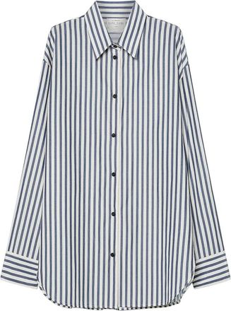 Forte_Forte Stijlvol Gestreept Mannelijk Overhemd Blauw - Dames - Overhemden - Blauw - XS - Overhemden