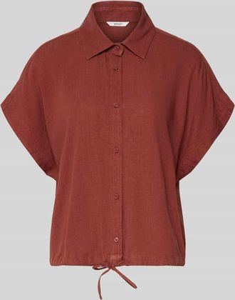 Mustang Jeans Mustang Regular Fit Bluse aus Viskose-Leinen-Mix mit Tunnelzug in Rostrot, Gr&ouml;&szlig;e 38