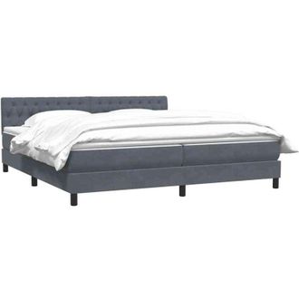 vidaXL Cama Box Spring Con Colch&oacute;n Terciopelo Gris Oscuro 180x220 Cm Vidaxl