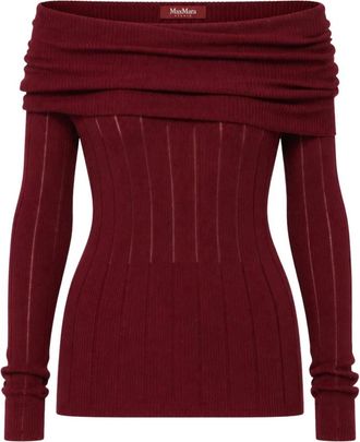 Max Mara Raffinata Knit - Dames - Longsleeves - Rood - S - Wol - Tops