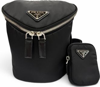 Prada Black Nylon Leather Pouch Shoulder Bag (Pre-Owned)