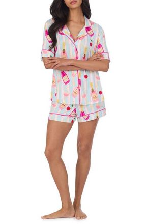 Room Service PJs Print Boxer Pajamas in Blue Stp at Nordstrom, Size X-Small