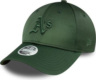 New Era Oakland Athletics hat for Women Team Logo Satin Snapback Closure MLB Cap Tonal Green