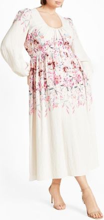 City Chic Keyla Floral Long Sleeve Maxi Dress at Nordstrom, Size Xxl
