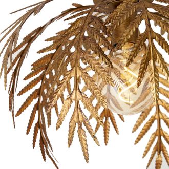QAZQA Qazqa R&uacute;stico Plaf&oacute;n Vintage Dorado Redondo 45 Cm - Botanica Acero Org&aacute;nica Adecuado Para Led Max. 1 X 40 Watt