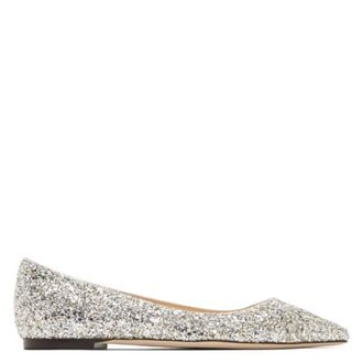 Jimmy Choo London Romy Coarse Glitter Flats, Brand Size 34.5 ( US Size 4.5 )