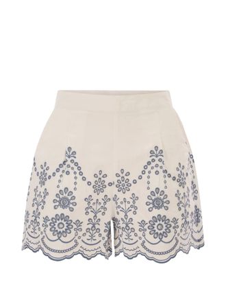 MC2 Saint Barth Light Beige Shorts with Scalloped Hem
