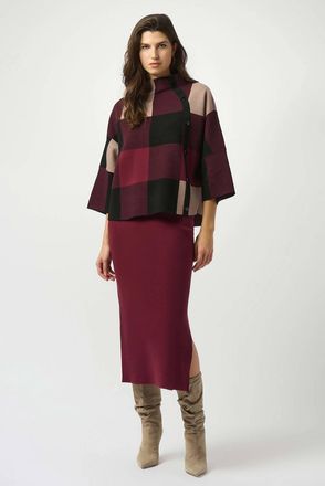 Joseph Ribkoff Safa Sweater Knit Midi Skirt In Merlot