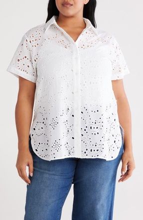 Universal Standard Short Sleeve Shirt in White at Nordstrom, Size Xs