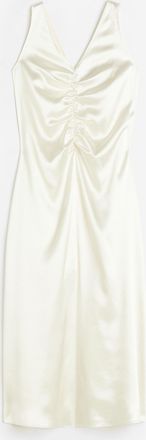 H&M Gerafftes Satinkleid - White