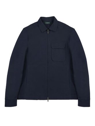 Zanone zip cotton jacket - Blue