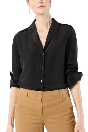 Ann Mashburn Ellis Blouse In Black Silk Crepe De Chine