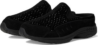 Easy Spirit Traveltime762 Womens Clog Shoes Black Suede/Black Velvet : 7.5 W (D)