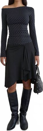 Motel Rocks Hoang Slouch Top In Oblique Stripe Ocean Storm