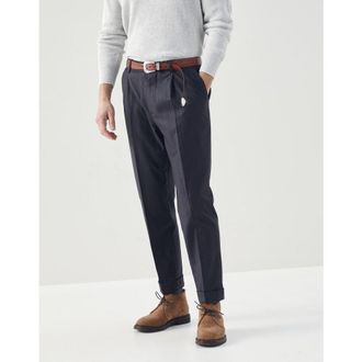 Brunello Cucinelli MenS Medium Grey Wool Pinstripe Trousers, Size 36