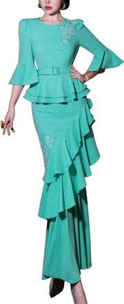 Burryco Burryco Green Solid Maxi Dress