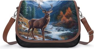 Generic Deer Ea-gles Moon Small Womens Crossbody Bags Shoulder Handbag with Adjustable Strap for Travel