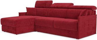 Divani.Store Miryam Divano Letto Angolare Compatto - Poggiatesta Reclinabili E Penisola Contenitore In Tessuto Smacchiabile T31 252 Cm Sinistro Rosso