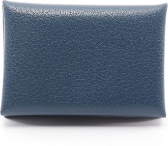 Herm&egrave;s Deep Blue Navy Leather Coin Purse/Coin Case (Pre-Owned)