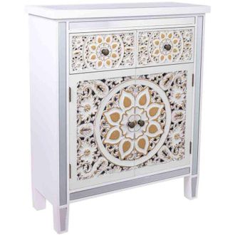 Wanderlust Deco Aparador De Madera Y Cristal De 2 Cajones Y 2 Puertas 68,5x27,5x82