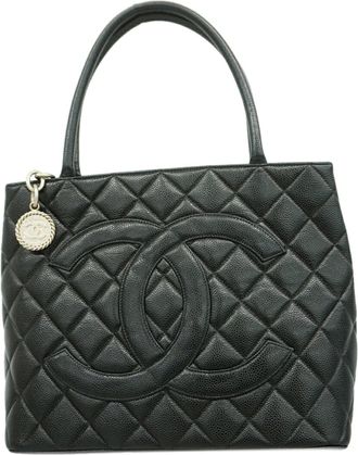 Chanel Black Grained Calfskin Tote Bag (Pre-Owned)