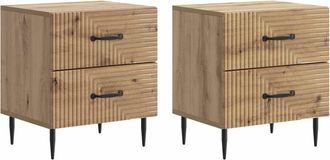 vidaXL Armario De Noche 2 Uds. Roble Artisan 43 X 34,5 X 47,5 Cm Vidaxl