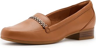 Clarks Womens Dress Loafer Flat, Tan Leather, 9