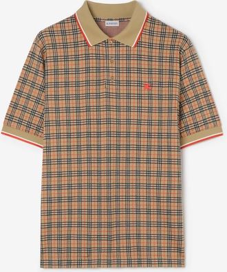 Burberry Check Cotton Blend Polo Shirt