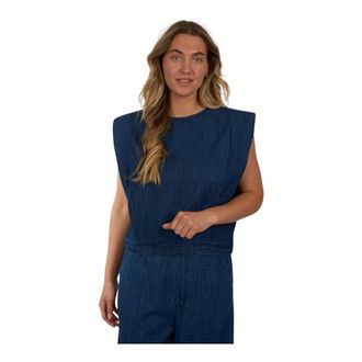 By-Bar Amsterdam Dames, Tops, Blauw, Maat: S Katoen
