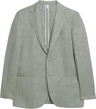 Brooks Brothers Blazer in lino con motivo a spina di pesce - Verde