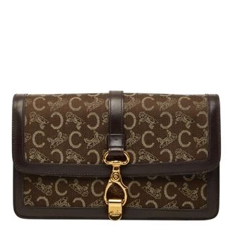 Celine Brown Canvas Leather Clutch Bag (Pre-Owned)