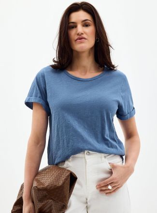 Contemporaine Womens Cuffed-sleeve organic cotton T-shirt