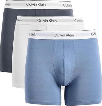 Calvin Klein Underwear Icon Cotton Stretch 3-Pack Boxer Brief Mens Underwear White/Blue Tulip/Turbulence : 2XL, Cotton/Elastane