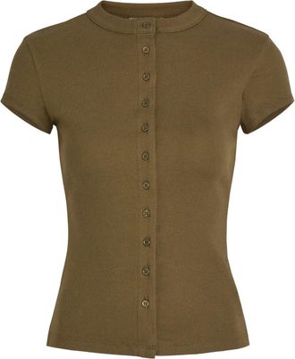 Reformation Raelynn buttoned ribbed top - Green