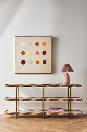 Anthropologie Sophia Low Marble Top Oak Bookcase