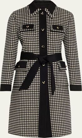 Valentino Garavani Vichy Check Belted Single-Breasted Coat