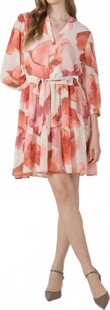 Dex Clothing Petal Glow Tie-Waist Dress In Multi
