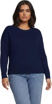 Lands End Plus Size Double Trim Cotton Crew Neck Sweater in Deep Sea Navy at Nordstrom, Size 2X