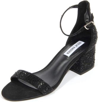 Steve Madden Glitter Sandaal Ireene Zwart/Steen - Dames - Sandalen met hakken - Zwart - 38 EU - Schoenen