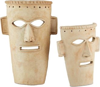 Currey & Company Set Of 2 Etu Washed Masks