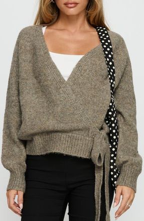 Princess Polly Daelan Wrap Cardigan in Brown at Nordstrom, Size X-Small/small