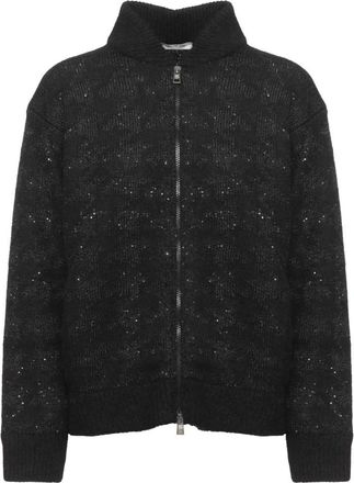 PANICALE Alpaca Blend Jacket - Dames - Vesten - Zwart - XS - Pailletten - Truien & Vesten