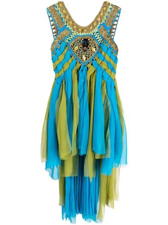Alberta Ferretti interwoven bead-embellished midi dress - women - Silk - 38 - Blue